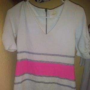 Deletta Anthropologie Tunic Top White Pink Stripe